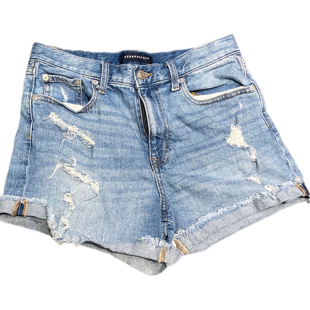 Aeropostale High-Rise Distressed Mom Denim Shorts
